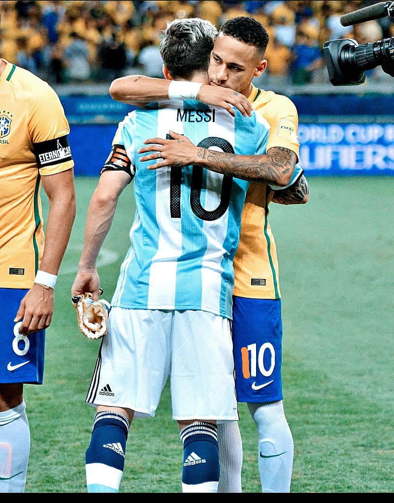 Bildvon Lionel Messi Und Neymar Jr. Gemeinsam Beim Fc Barcelona Wallpaper