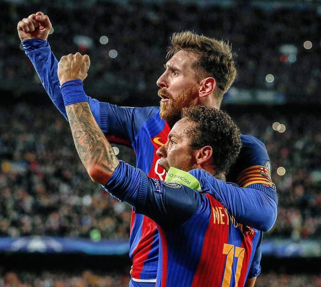 Soccer superstars Lionel Messi and Neymar Jr. Wallpaper