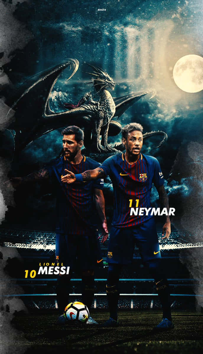 Neymar and Lionel Messi: Two of the world's greatest footballers Wallpaper