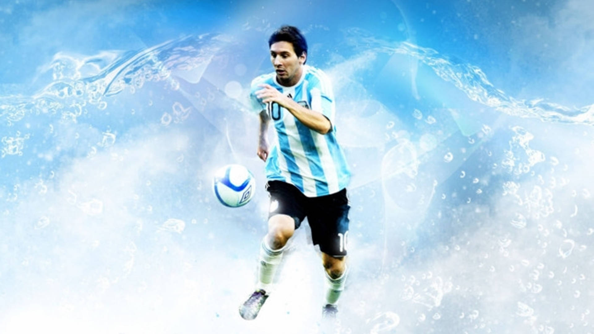 Messi Argentina Football Blue Water Wallpaper