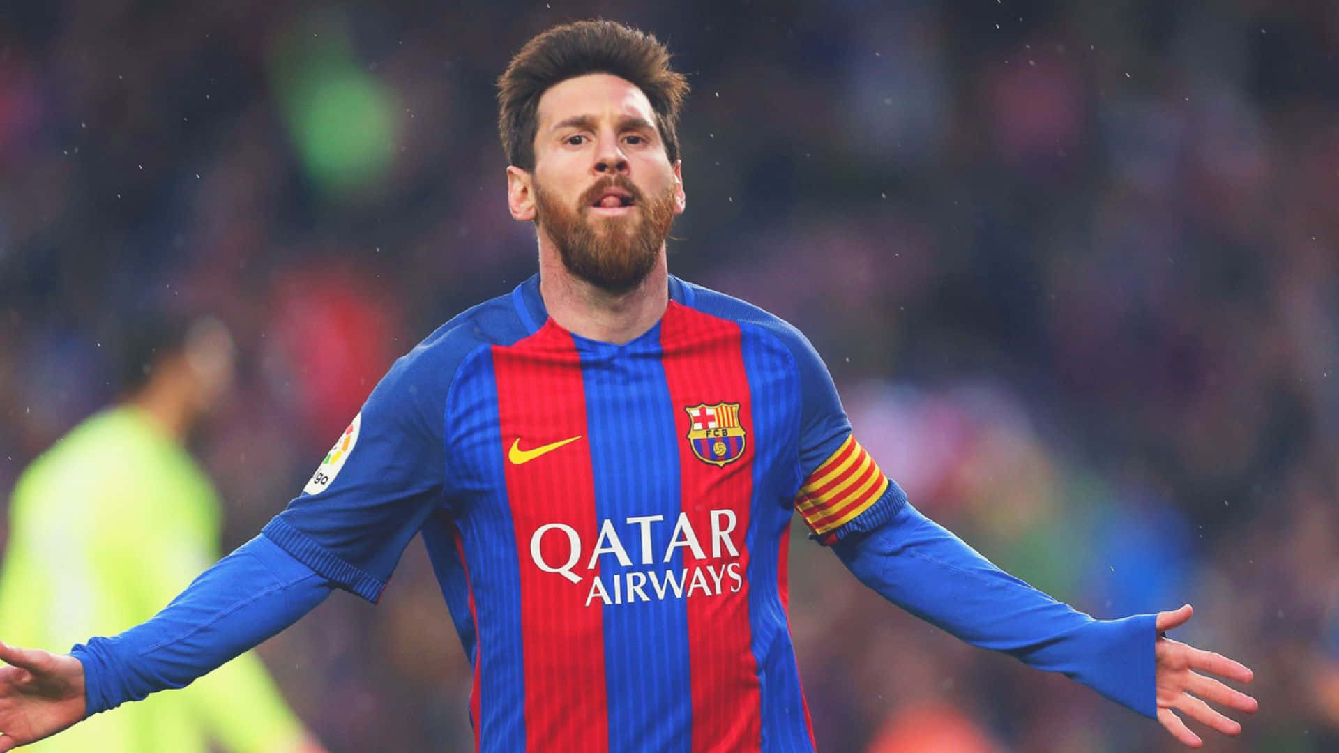 Lionel Messi Celebrates His Goal During A Game