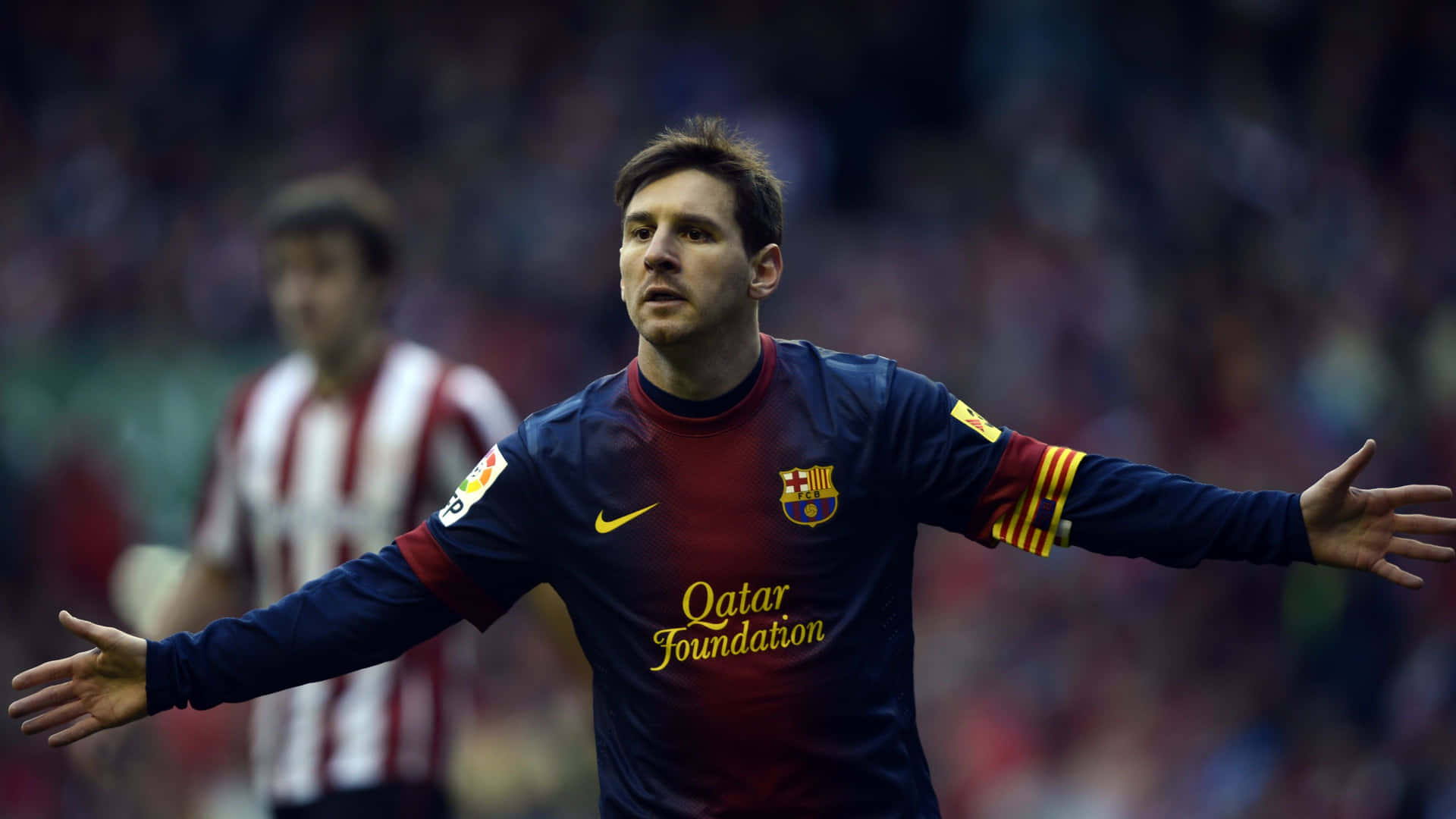 Lionel Messi in his iconic Barcelona uniform