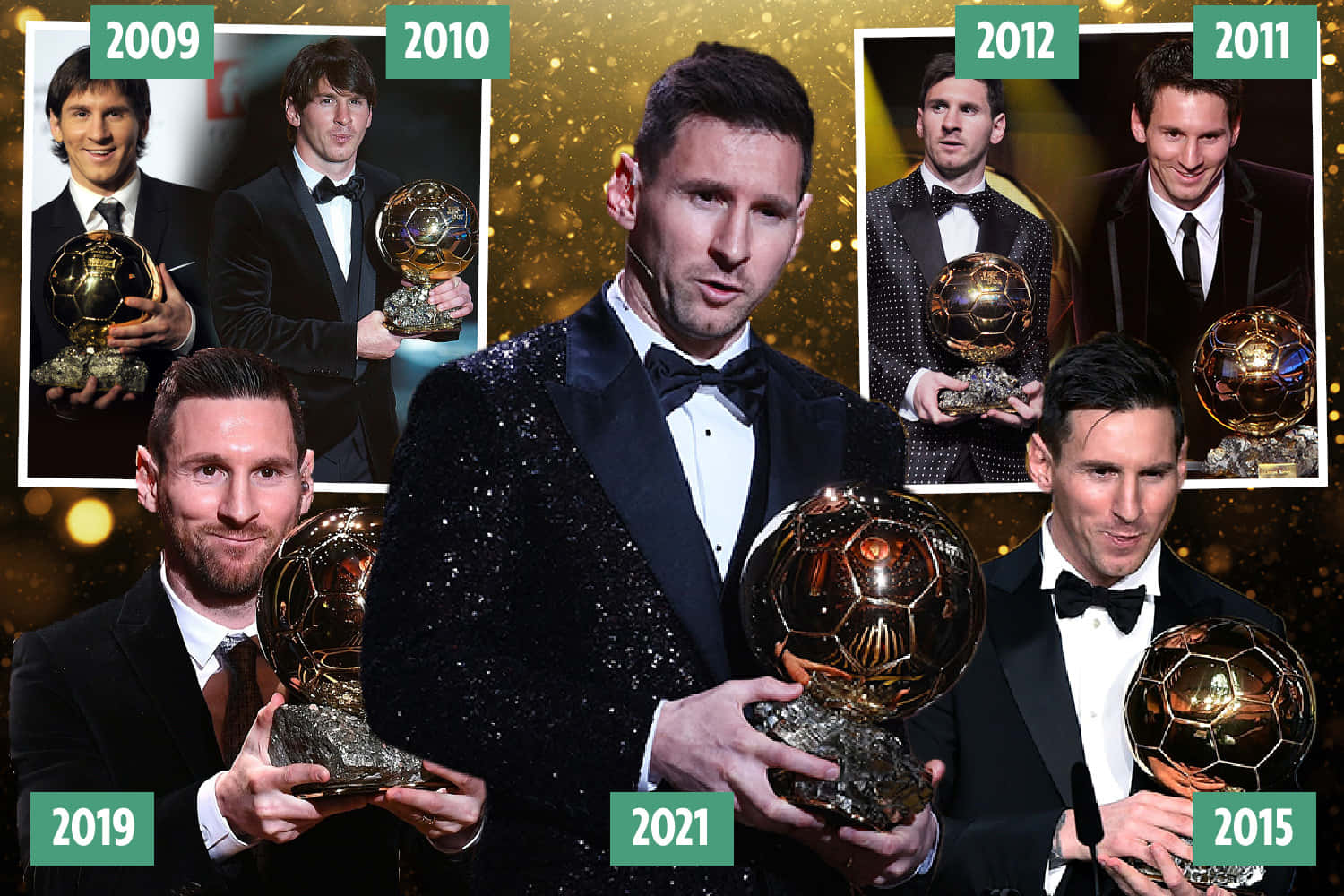 Messi Ballond Or Wins Collage Wallpaper