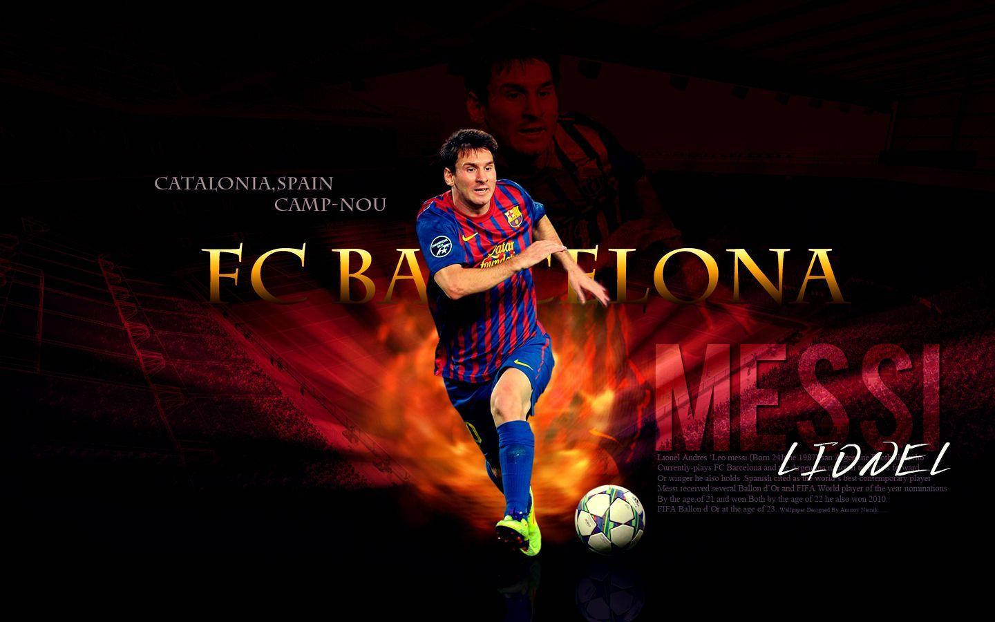 Messi Barcelona Insegue La Palla Sullo Sfondo Del Desktop Sfondo