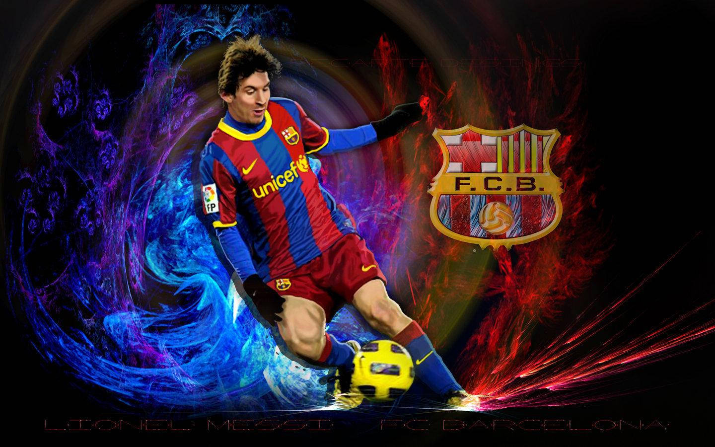 Download Messi Barcelona Kicking Ball Desktop Background Wallpaper |  