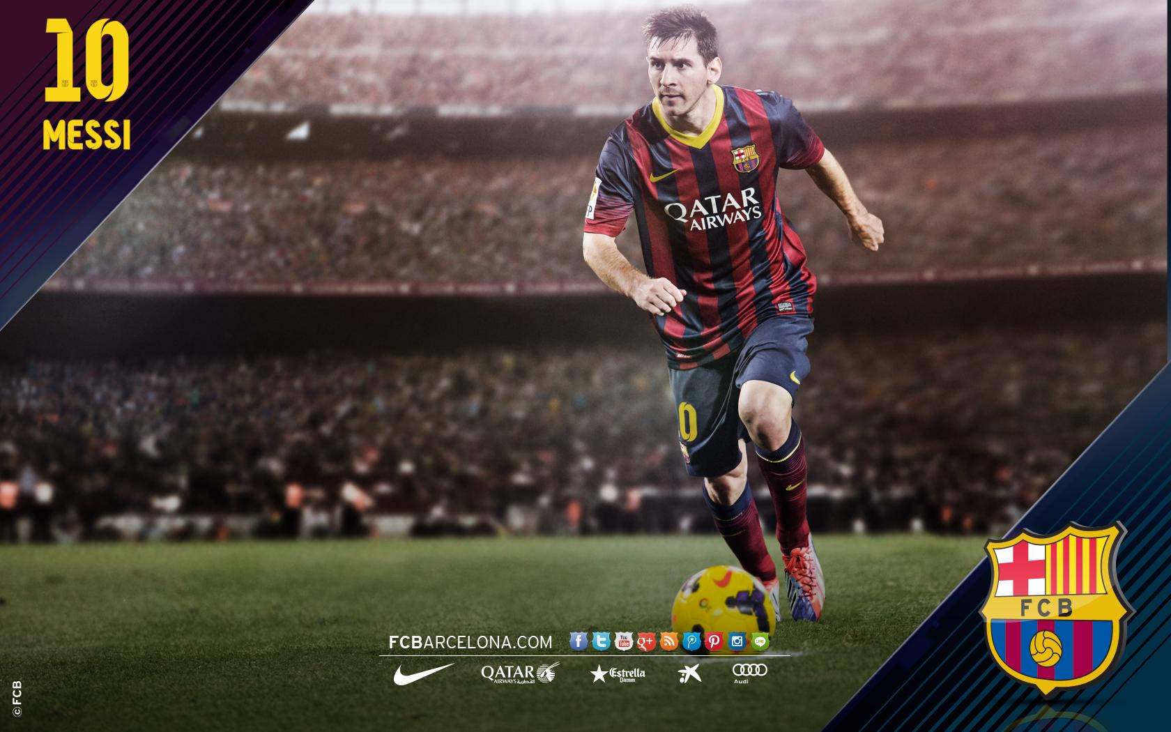Messi Barcelona på feltet tapet Wallpaper