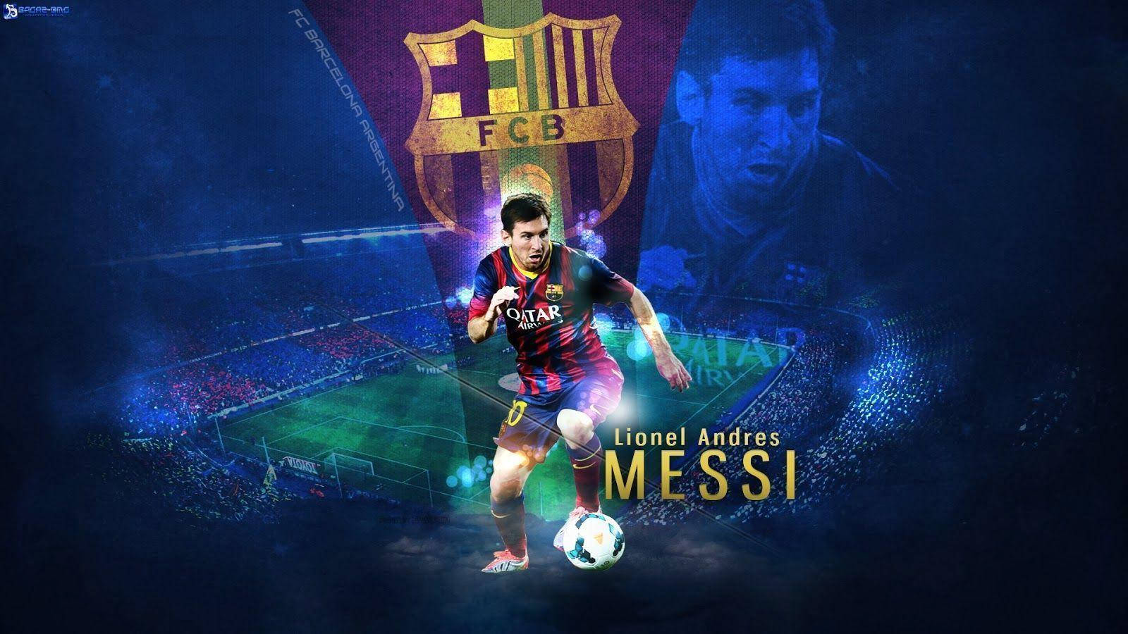 Logo Messi Barcelona Viola E Oro Sfondo