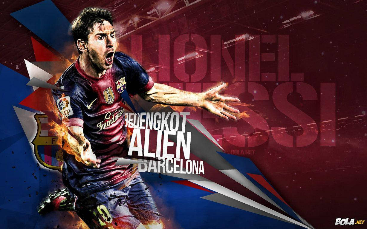 Messi Barcelona Red Blue Graphic Background Wallpaper