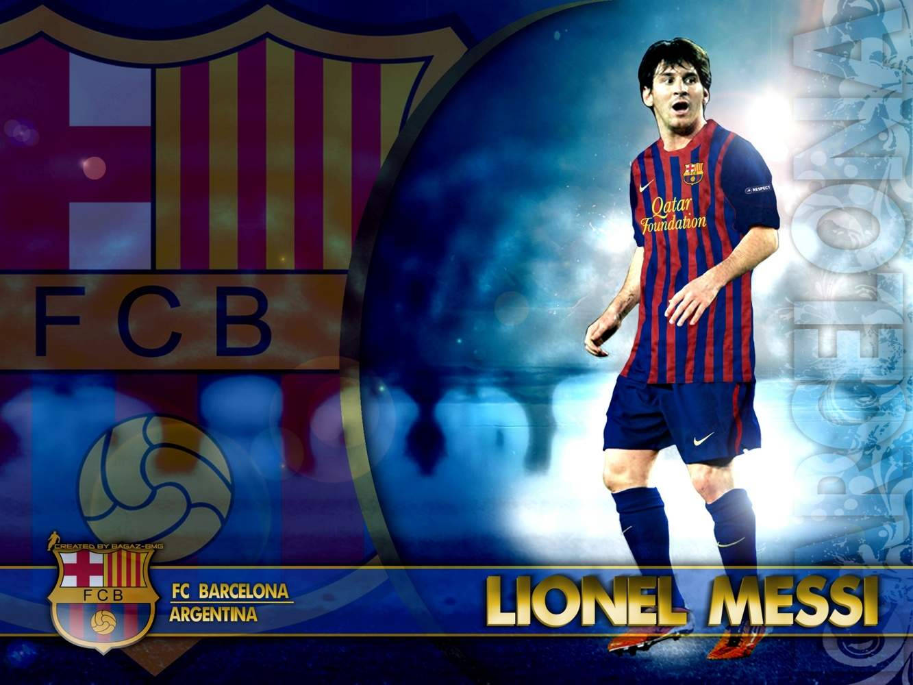 Messi Barcelona Standing In Abstract Background Wallpaper