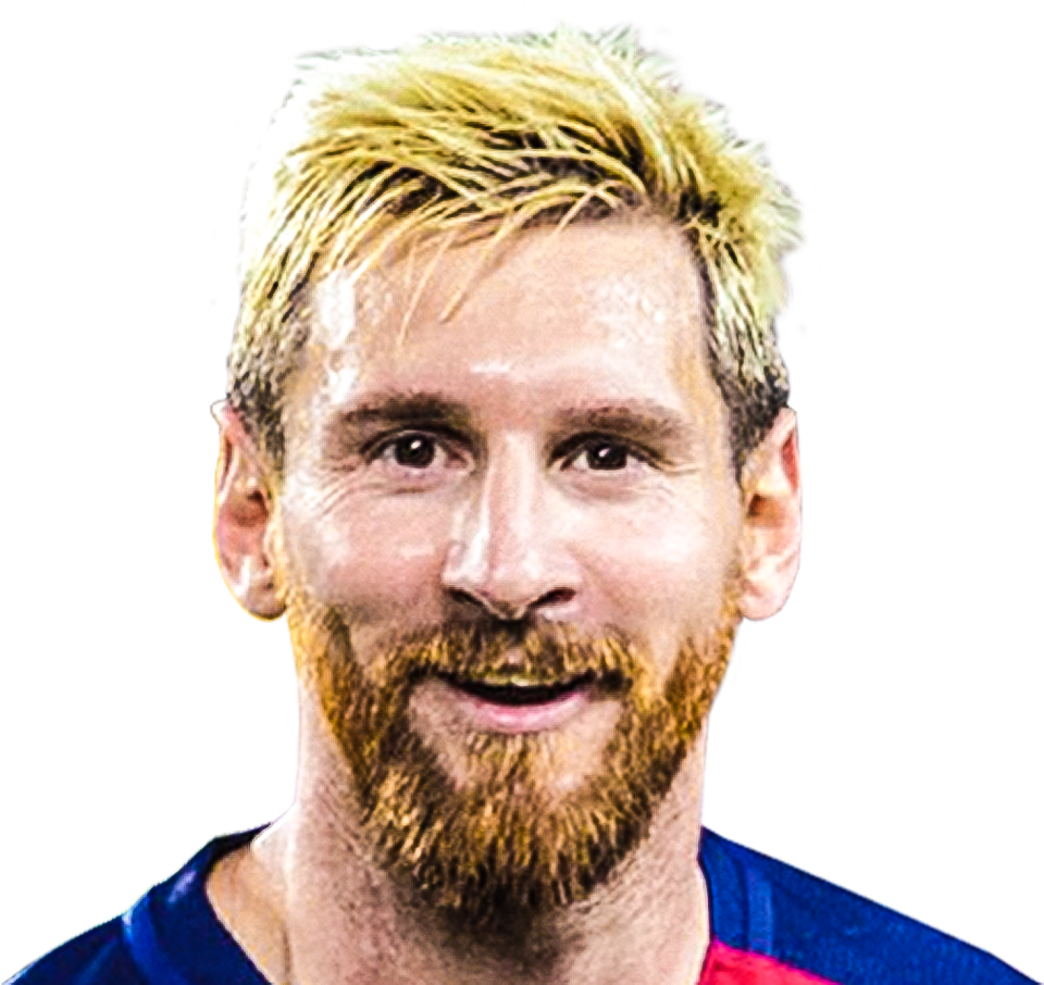 Messi Blonde Hairstyle Barcelona Jersey PNG
