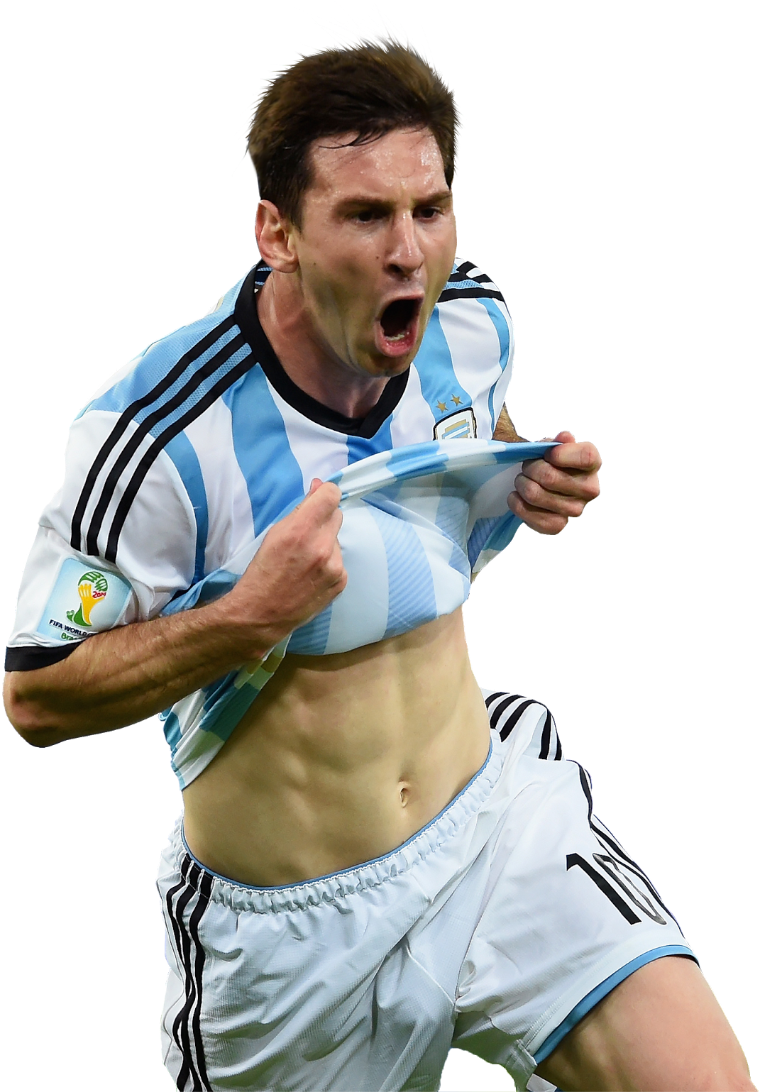 Messi Celebration Argentina Stripes PNG