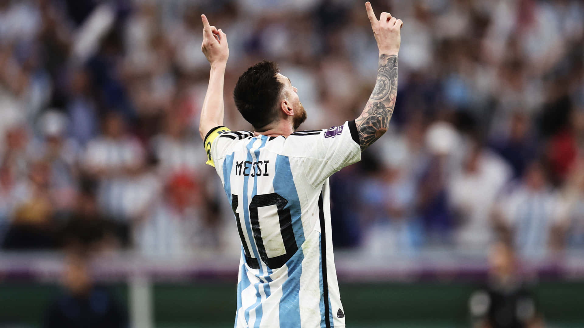 Messi Celebration Argentina Stripes Wallpaper