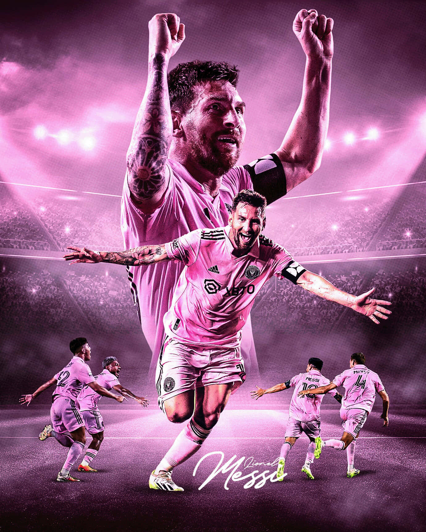 Messi Celebration Inter Miami Artwork Wallpaper