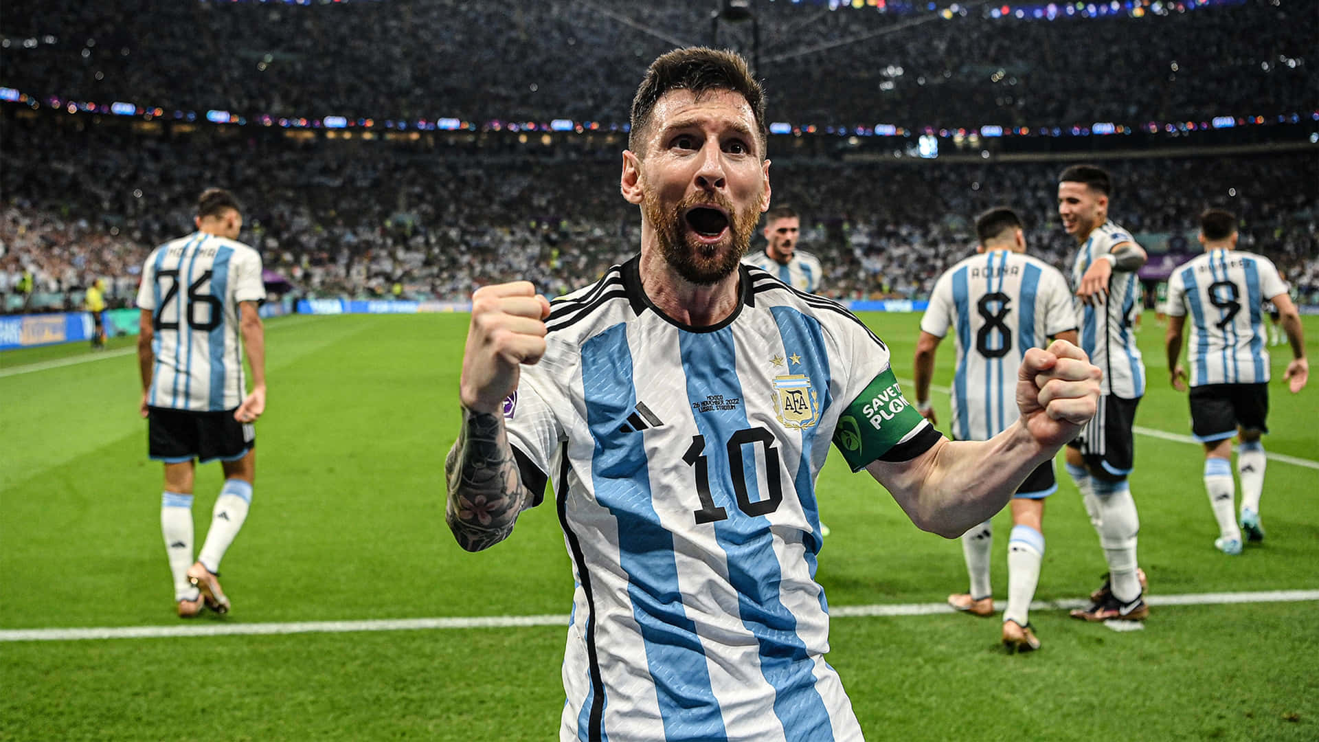 Messi Celebration World Cup Victory4 K Wallpaper