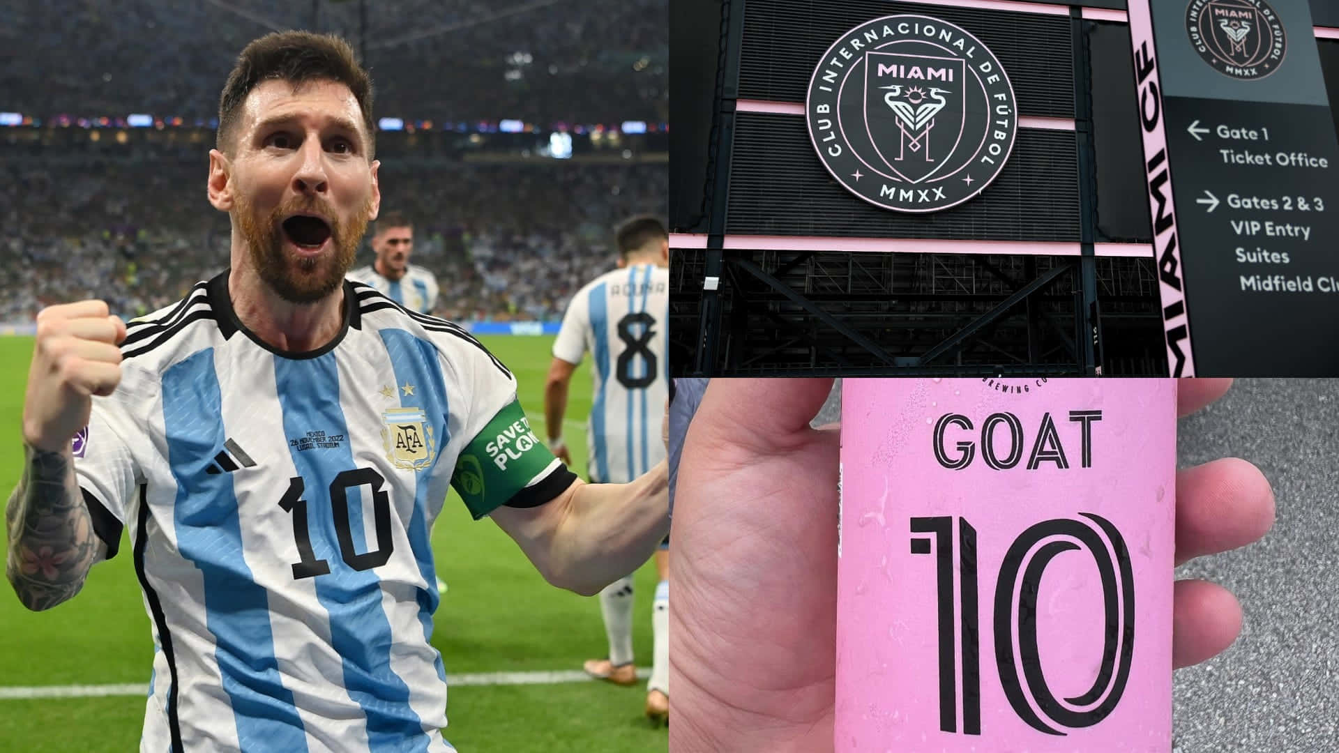 Messi Celebrationand Goat Ticket Wallpaper