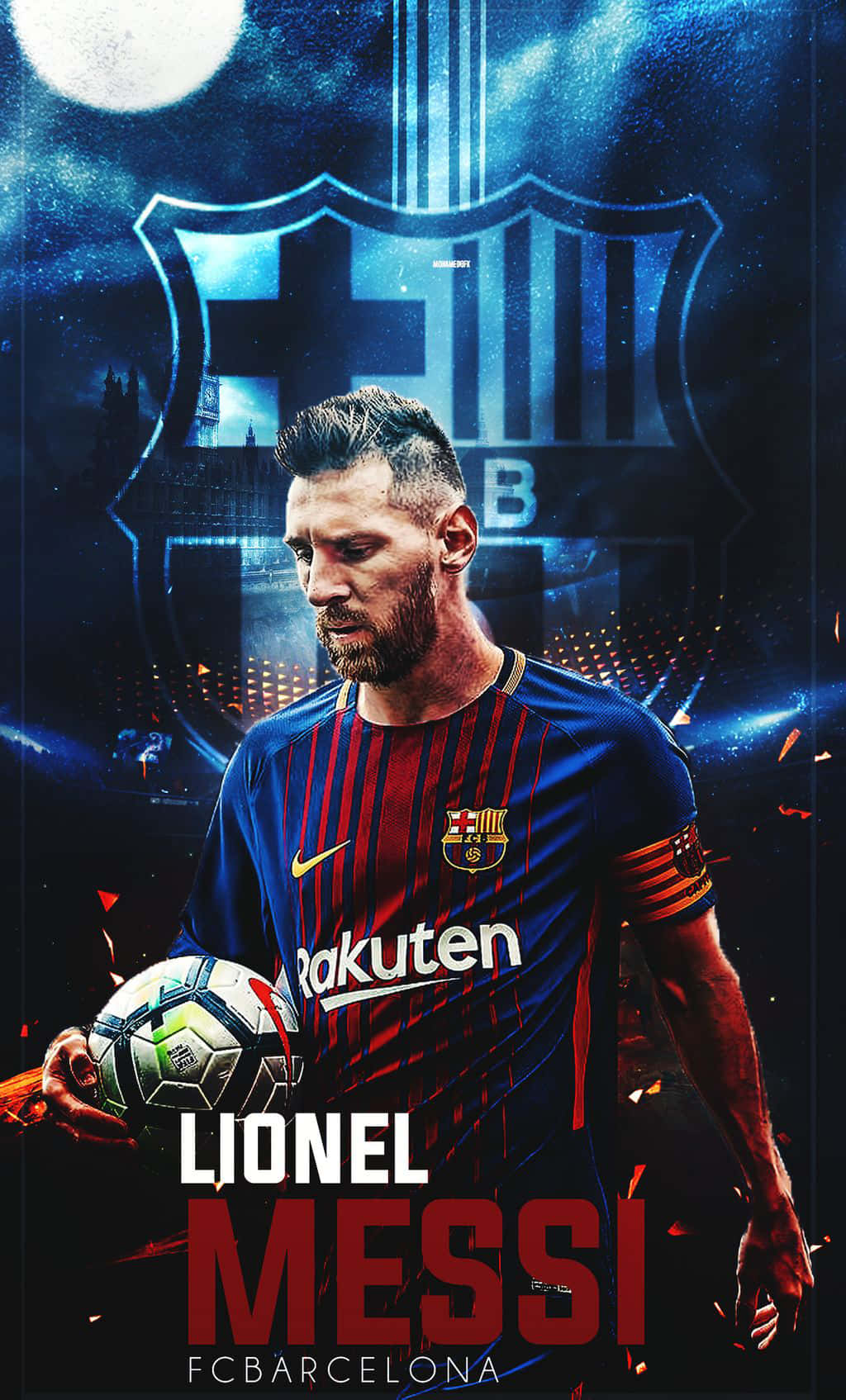 Lionel Messi står med en stilfuld pose mod et køligt blå baggrund. Wallpaper