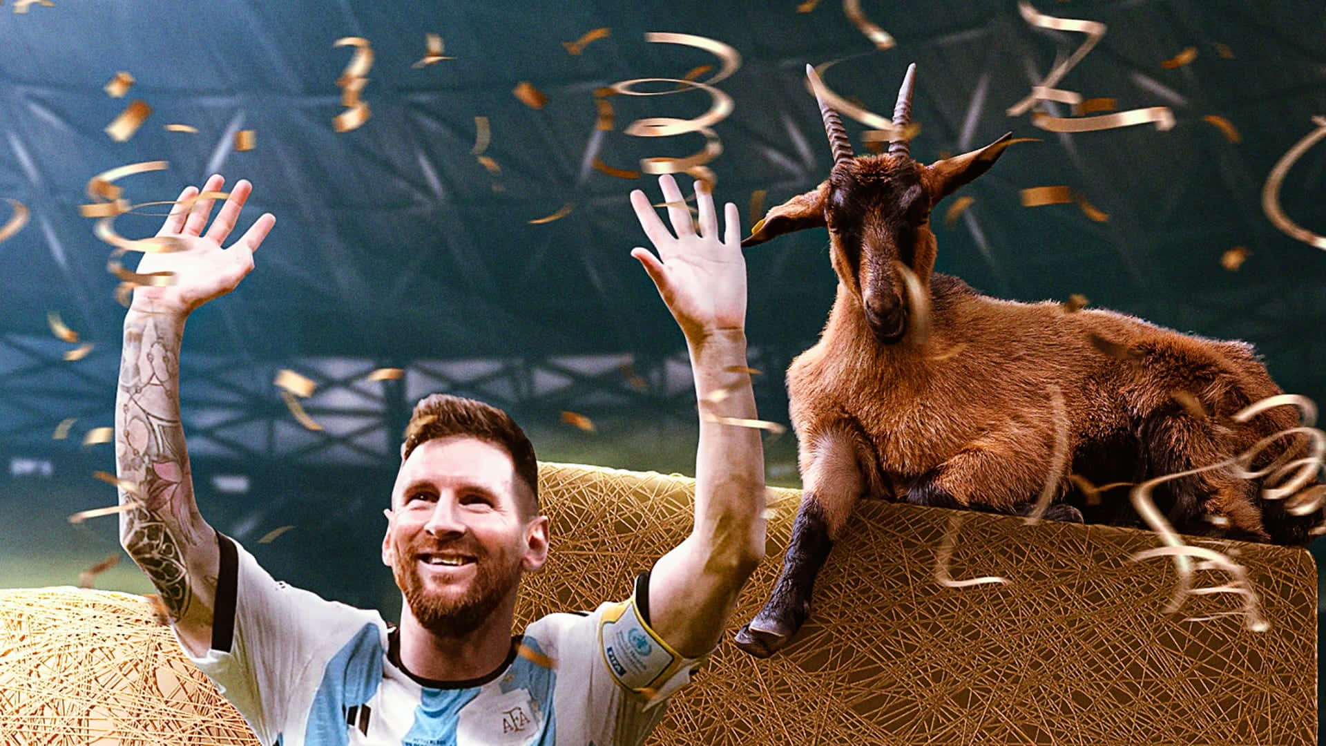 Messi Goat Celebration Wallpaper