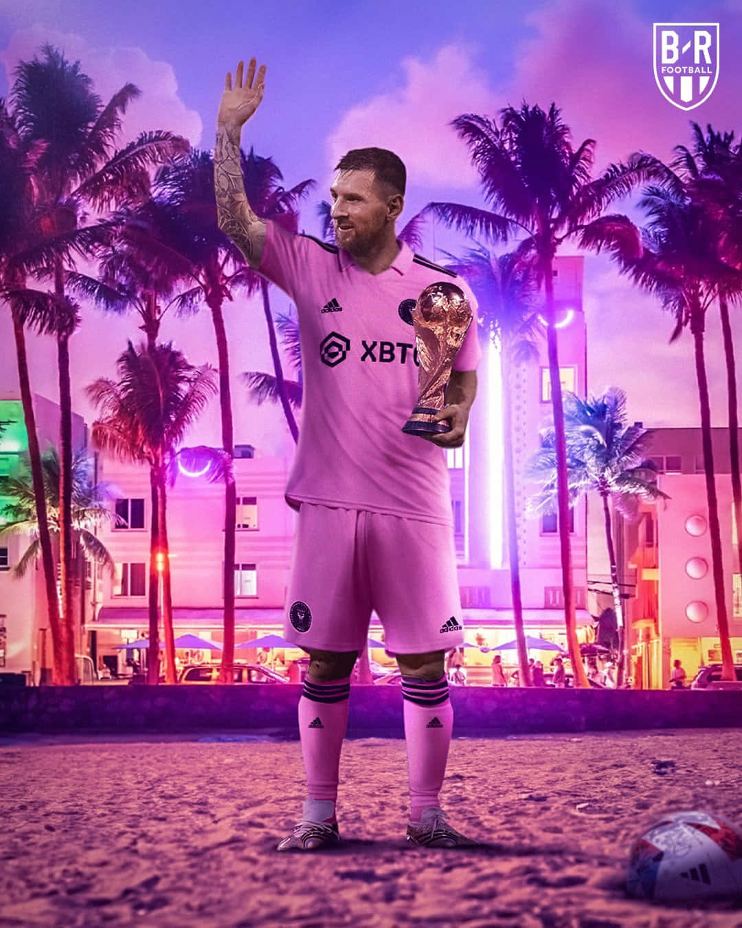 Messi Holding Trophyin Miami Wallpaper