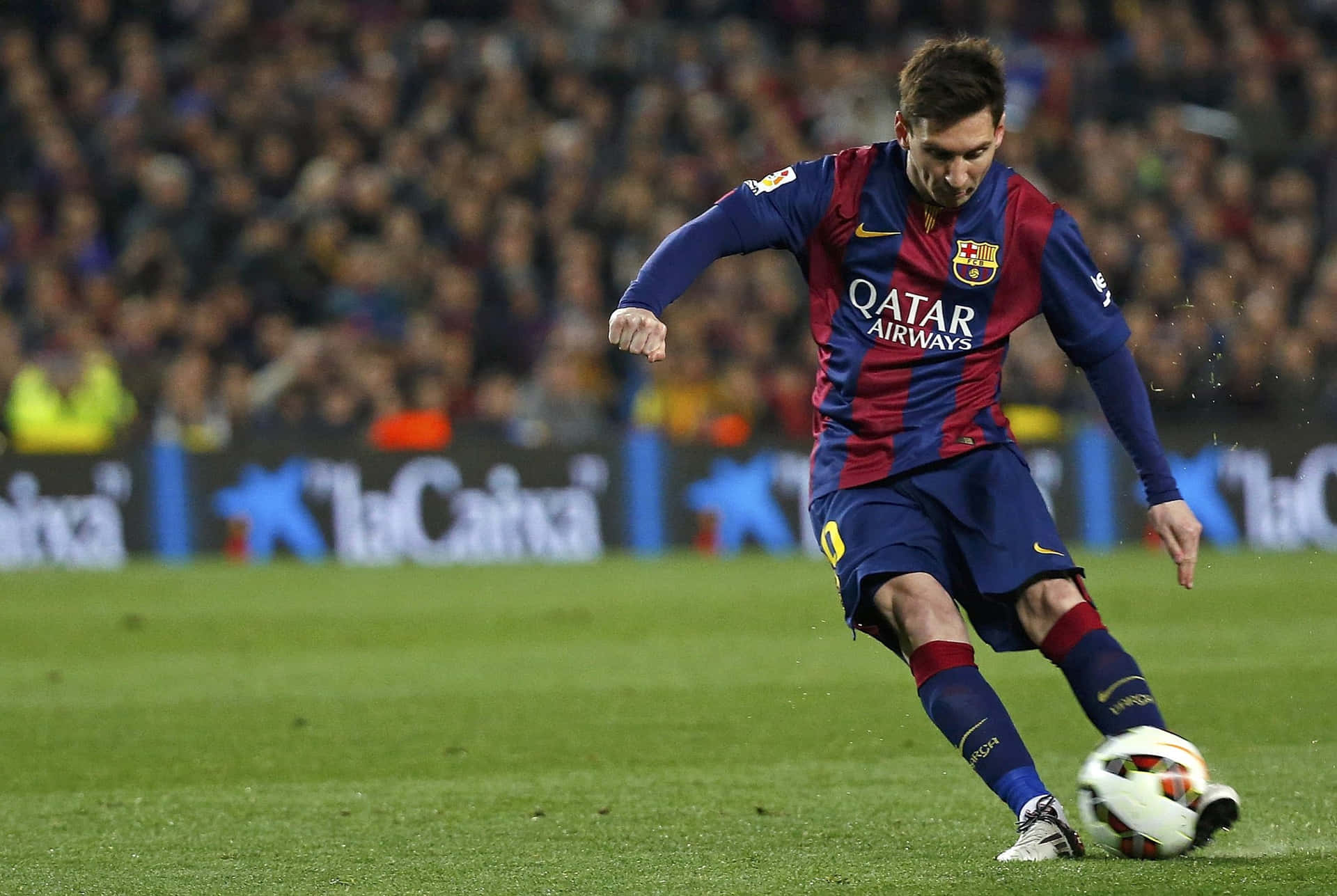 Messi In Action Dribbling Wallpaper