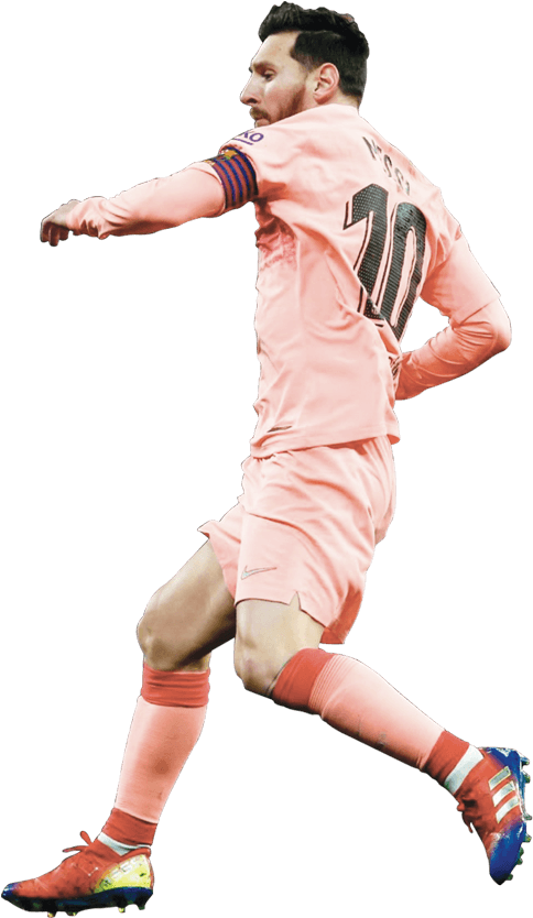 Messi In Action Pink Jersey PNG