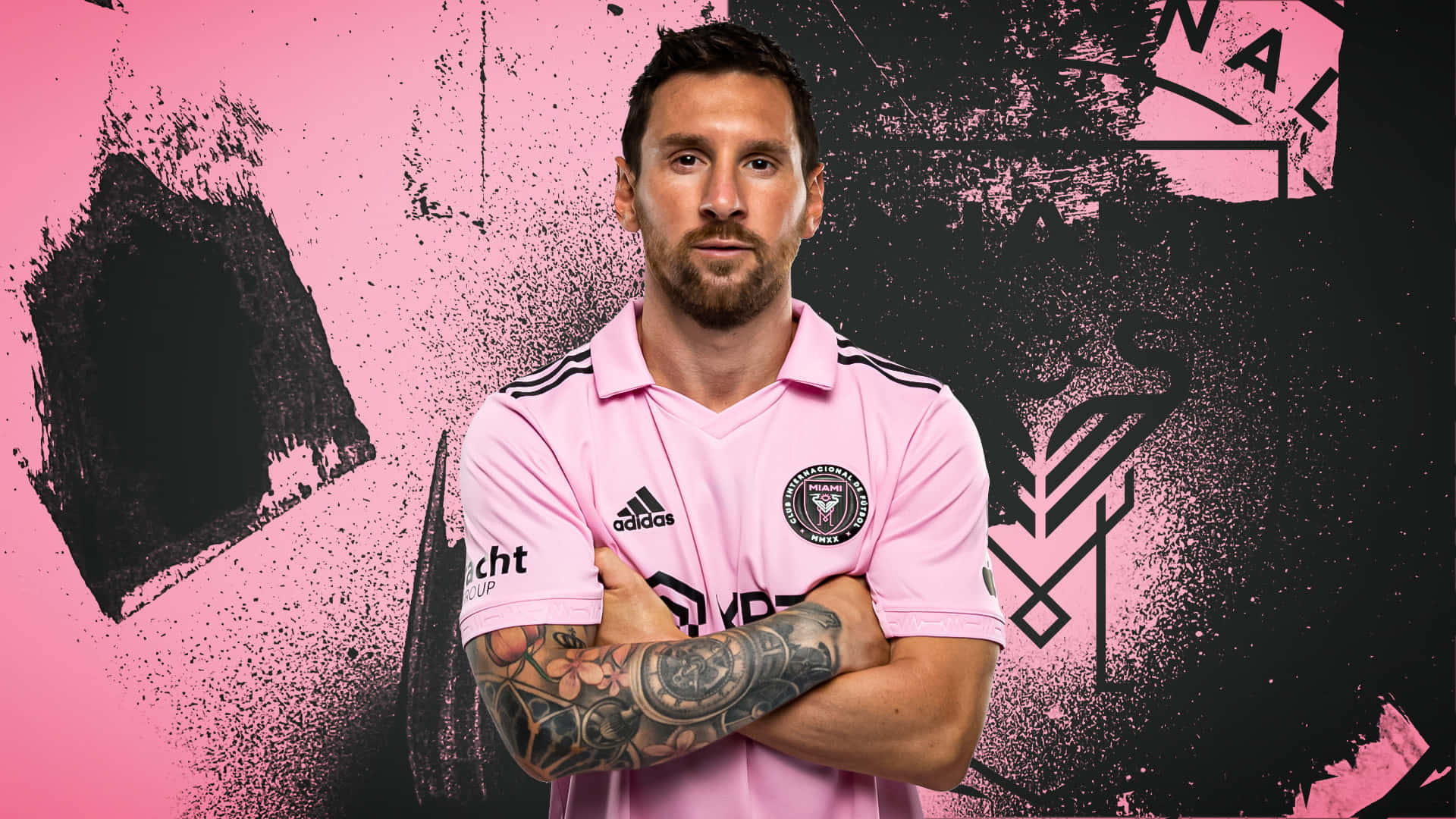 Messi In Inter Miami Pink Jersey Wallpaper