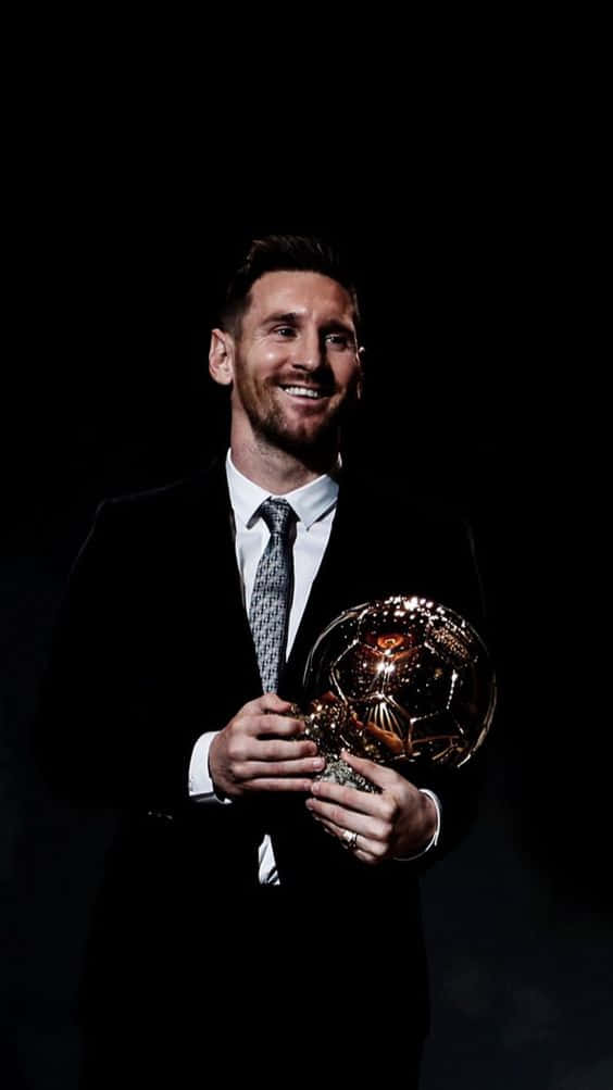 Messi Iphone Receiving Ballon D'or Wallpaper