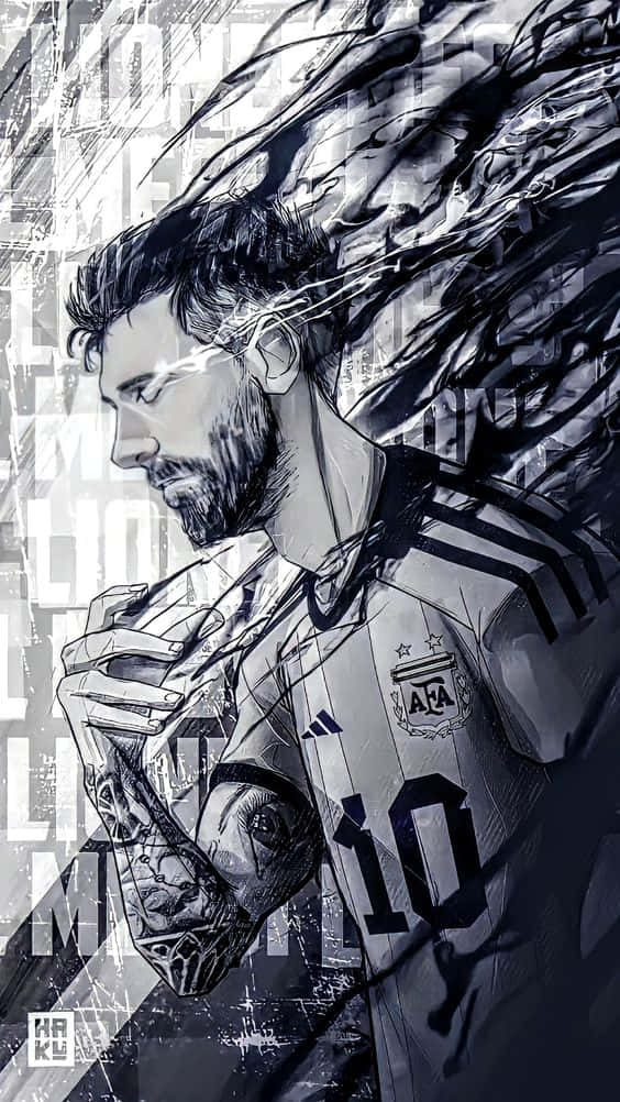 Fejrer en Verdensmesterskab sejr med en Messi telefon tapet Wallpaper