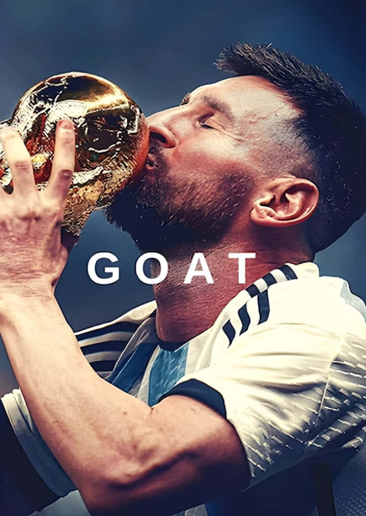 Messi Kissing Trophy G O A T Wallpaper