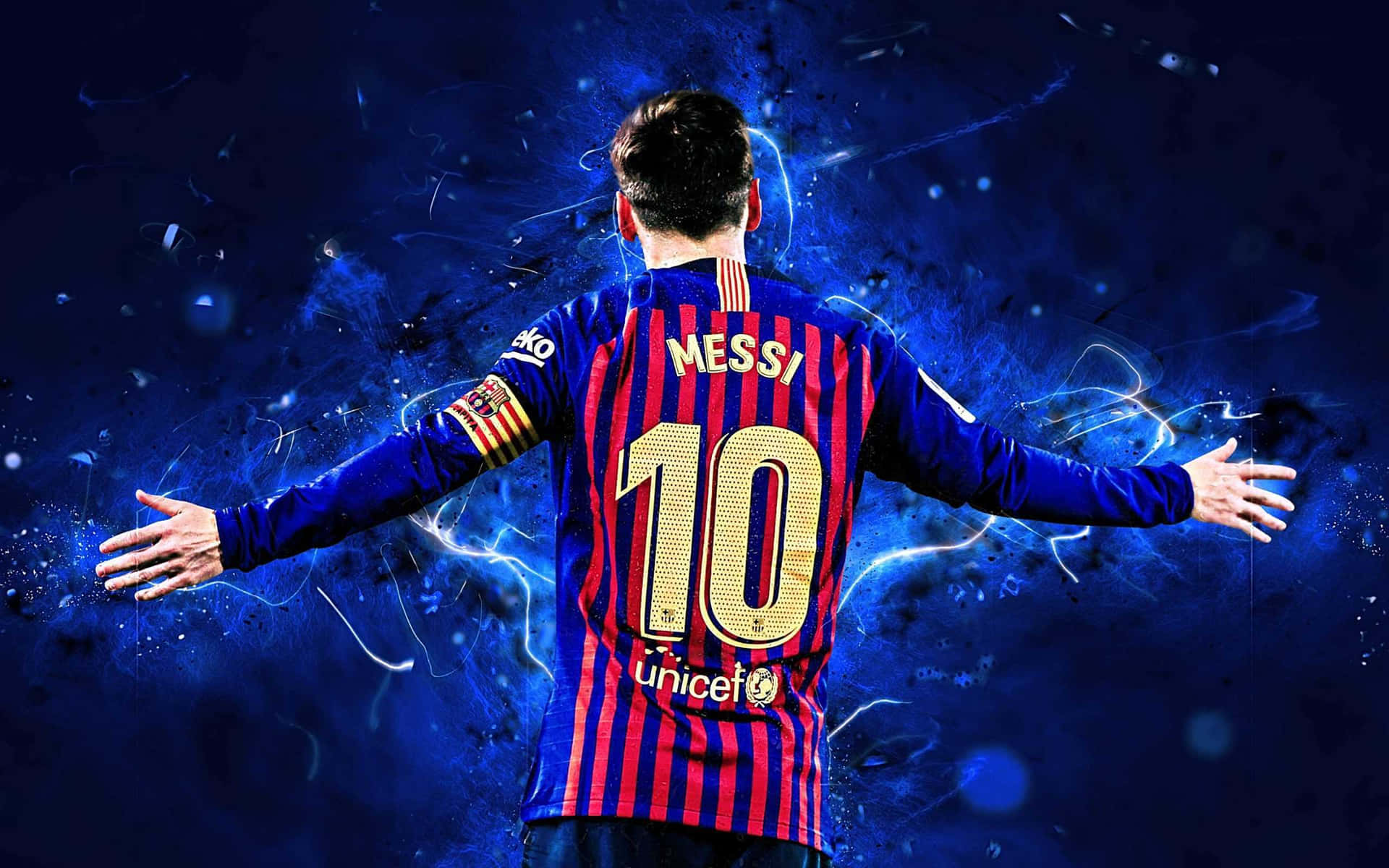 Messi Nummer10 F C Barcelona Shirt Kunst Achtergrond