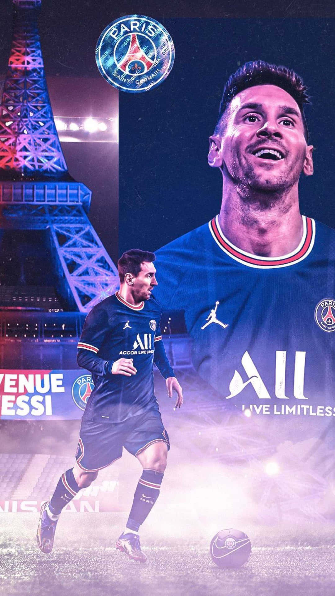 Download Messi P S G2022 Eiffel Tower Background Wallpaper | Wallpapers.com