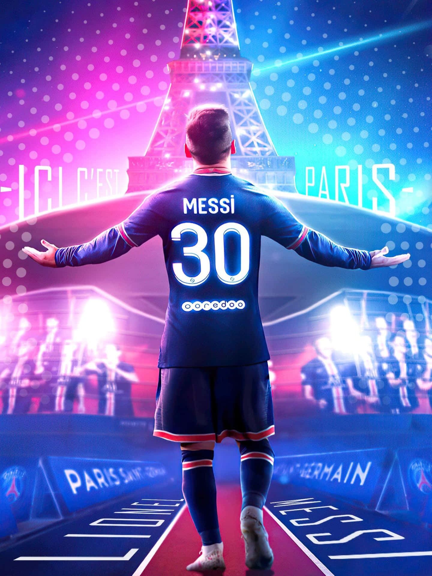 Messi Paris Saint Germain Eiffel Tower Wallpaper