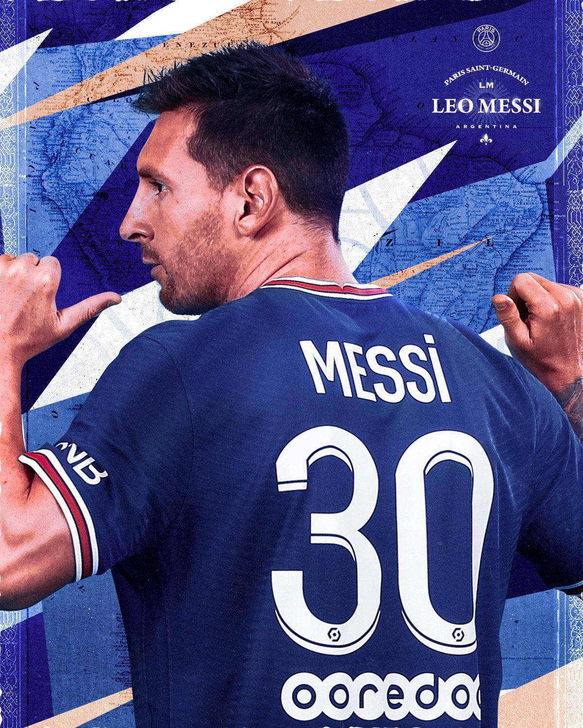 Messi PSG Blue 30 Jersey Wallpaper