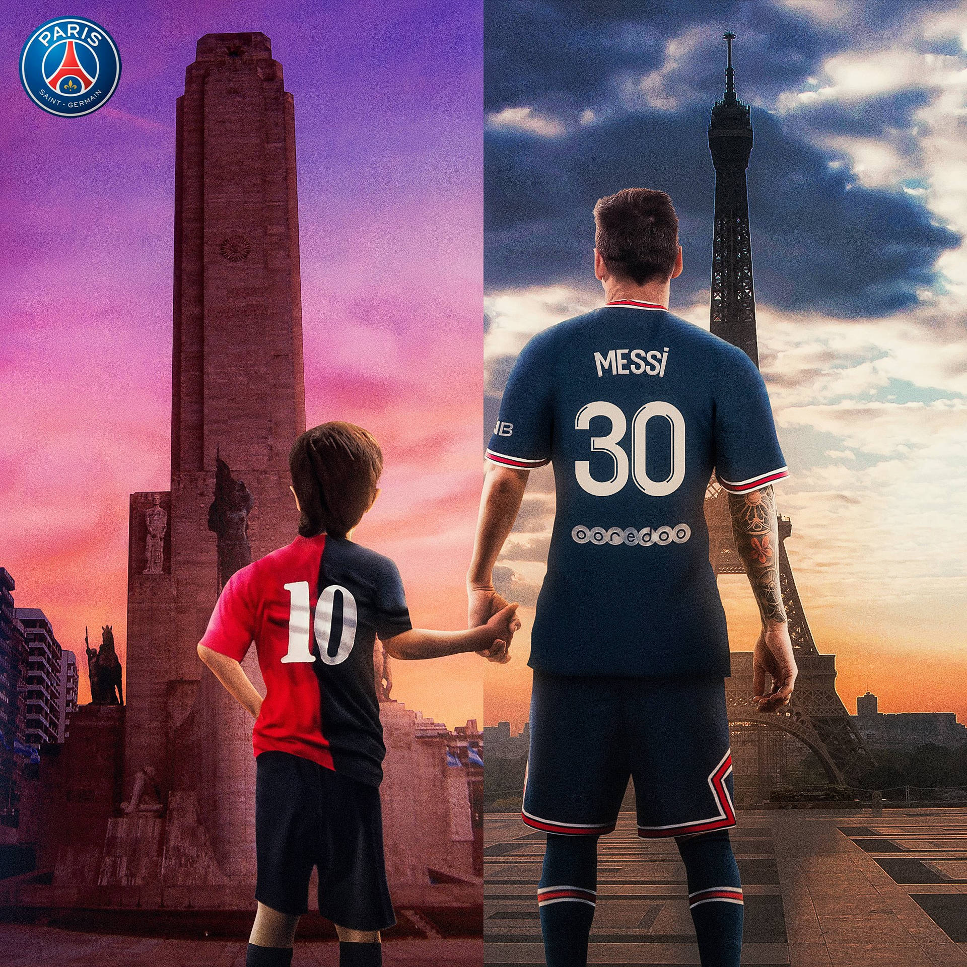 Messi PSG With Kid Wallpaper