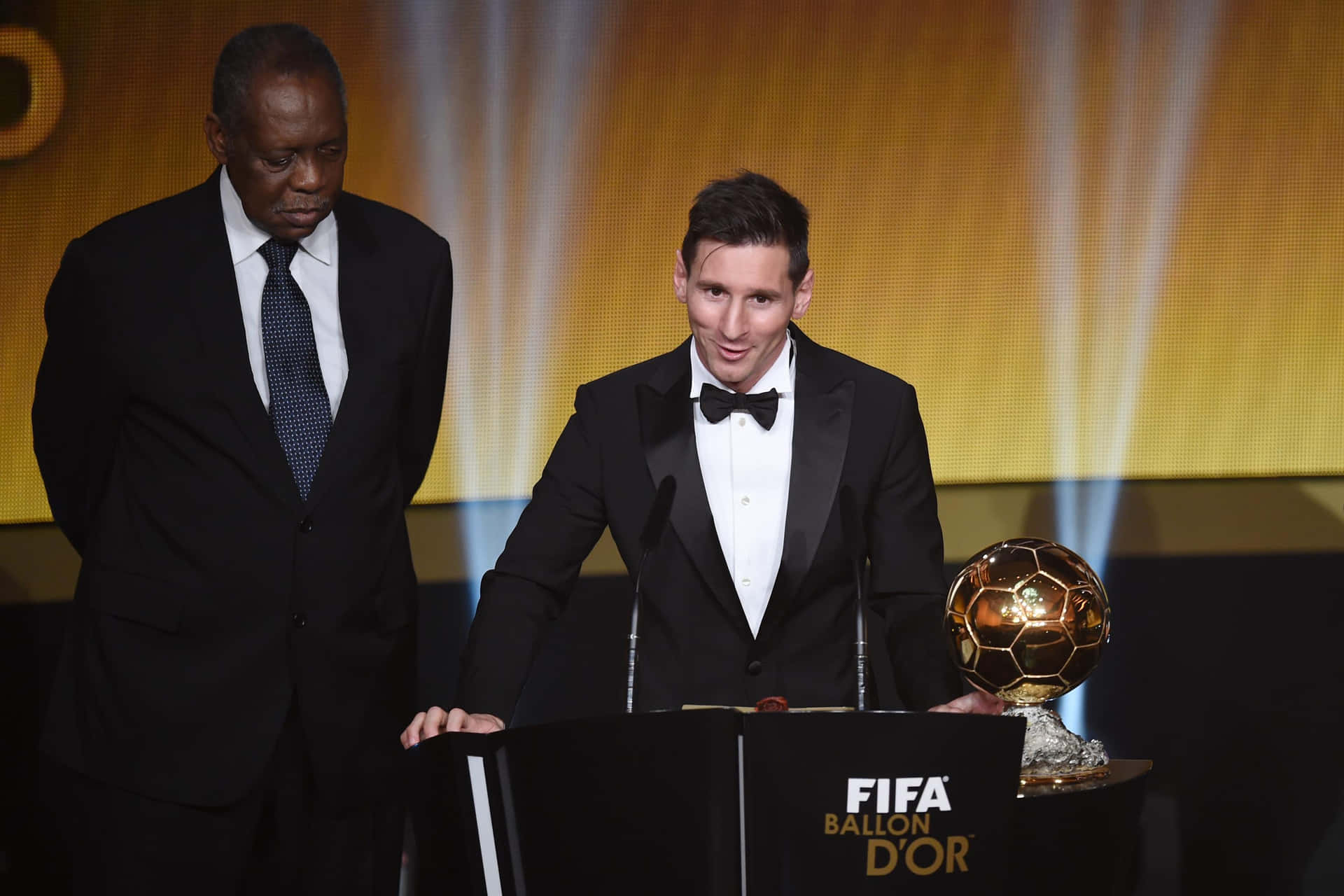 Messi Receiving Ballon Dor Award Wallpaper
