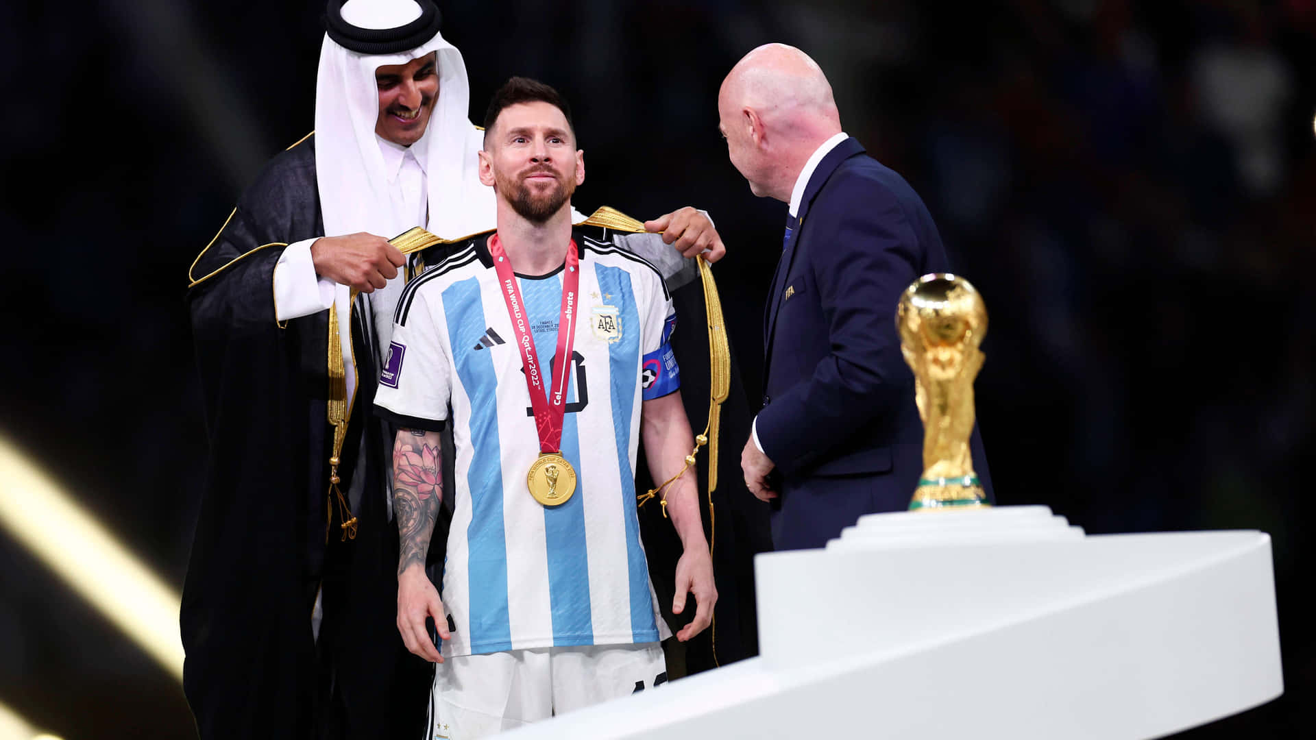 Messi Receiving World Cup Trophy4 K Wallpaper