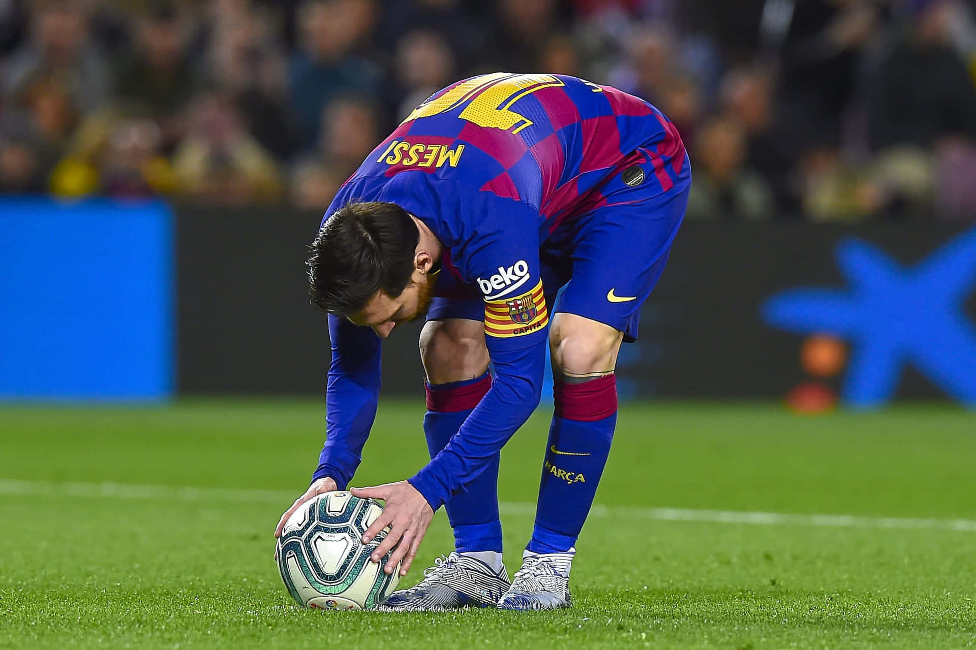 Messi's Majestic Free Kick Goal Wallpaper