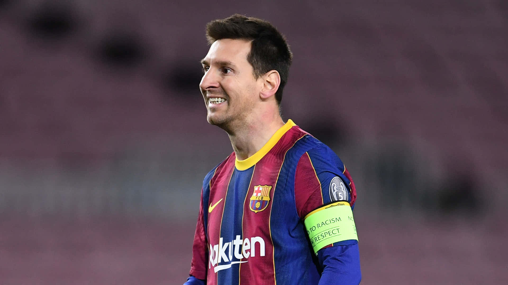 Messi Smiling Barcelona Captain Wallpaper