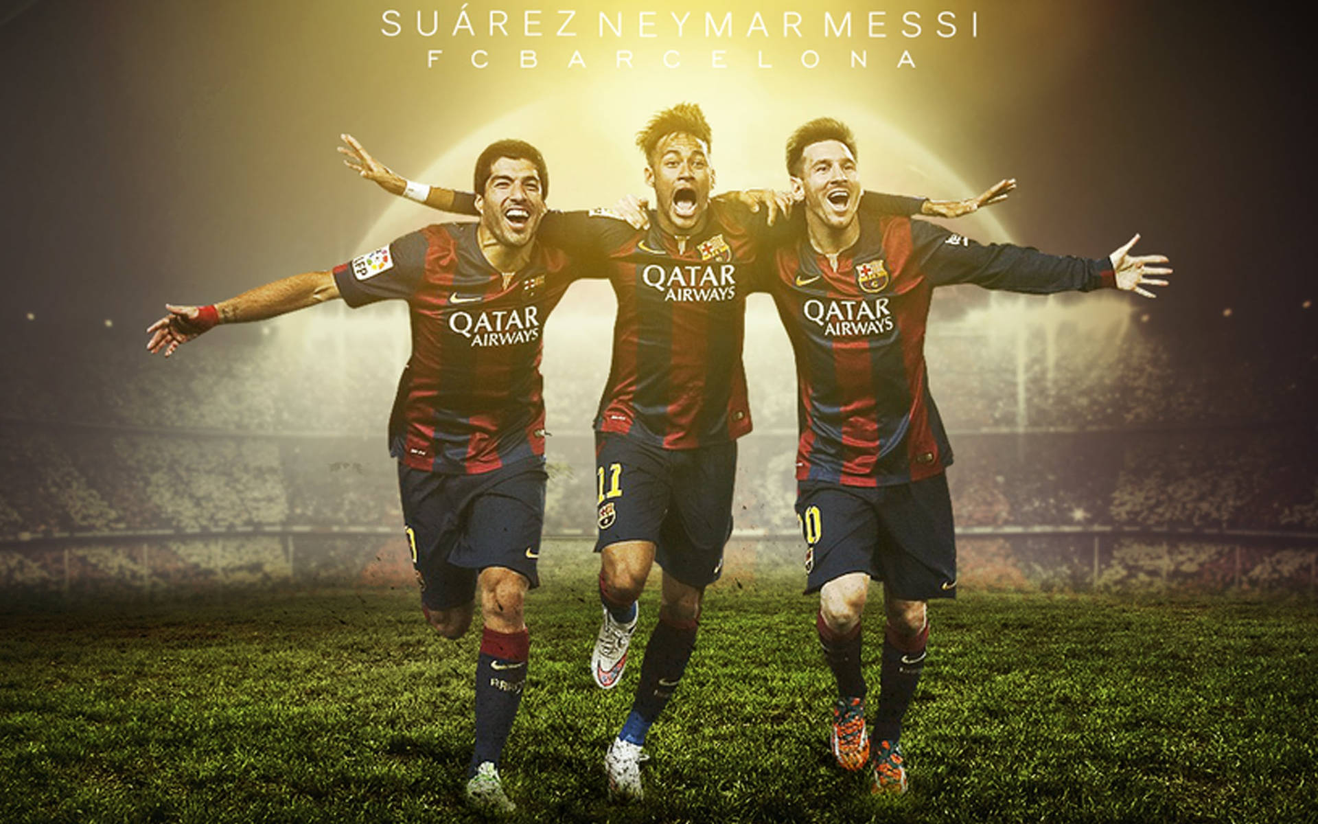 Lionel Messi, Luis Suarez and Neymar Jr. of FC Barcelona in a match. Wallpaper