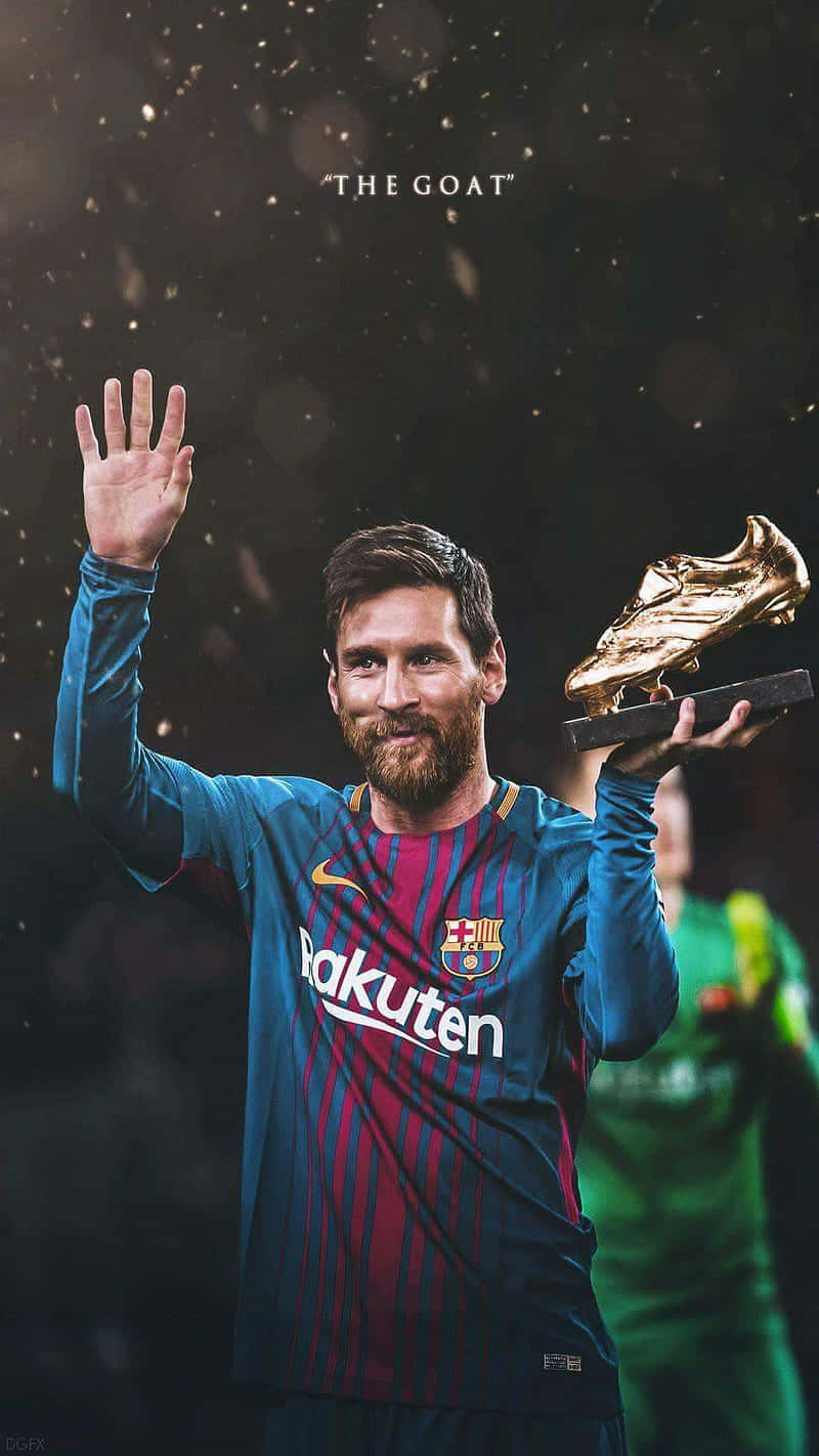 Messi De G O A T Met Gouden Schoen Achtergrond