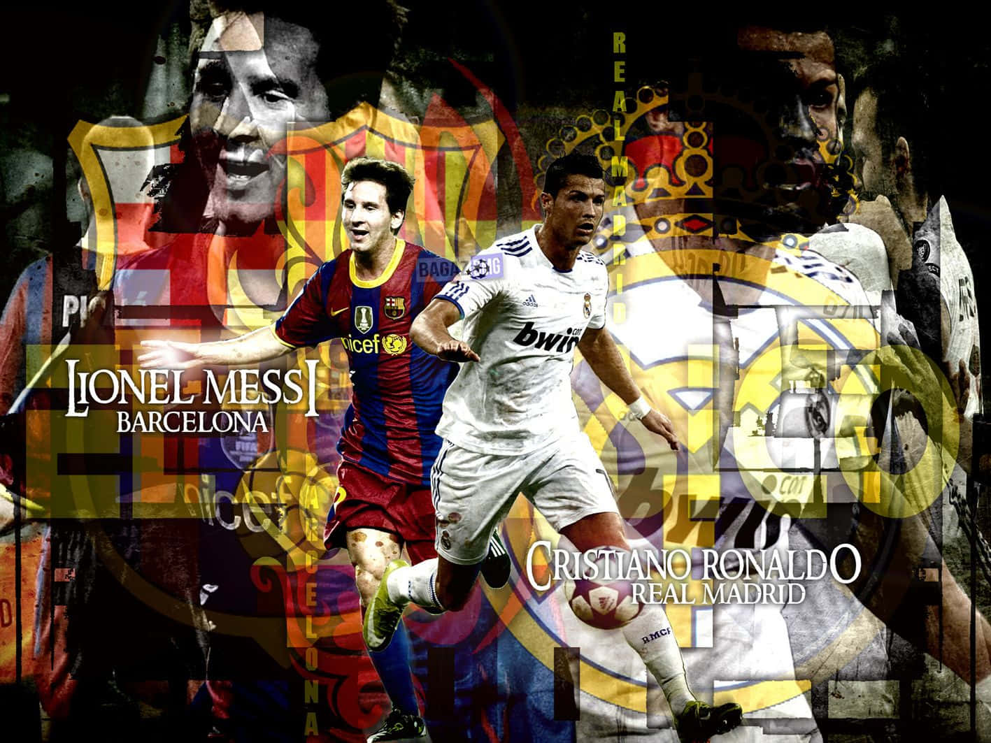 Messi_vs_ Ronaldo_ Football_ Rivals_ Artwork Wallpaper