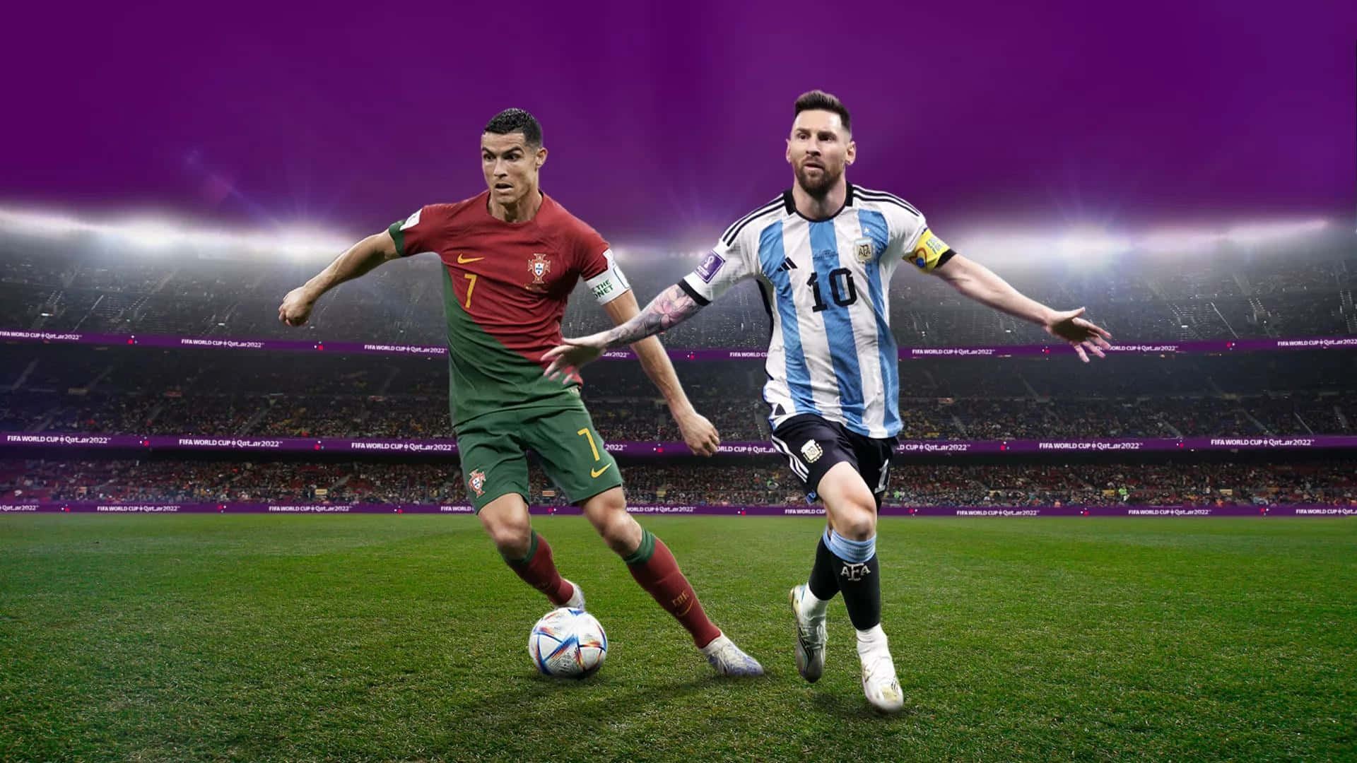 Messi_vs_ Ronaldo_ Stadium_ Showdown Wallpaper