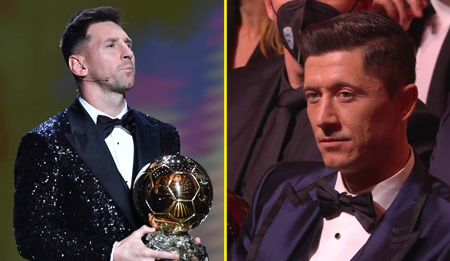 Messi Winning Ballon Dorand Rival Player Reaction Wallpaper