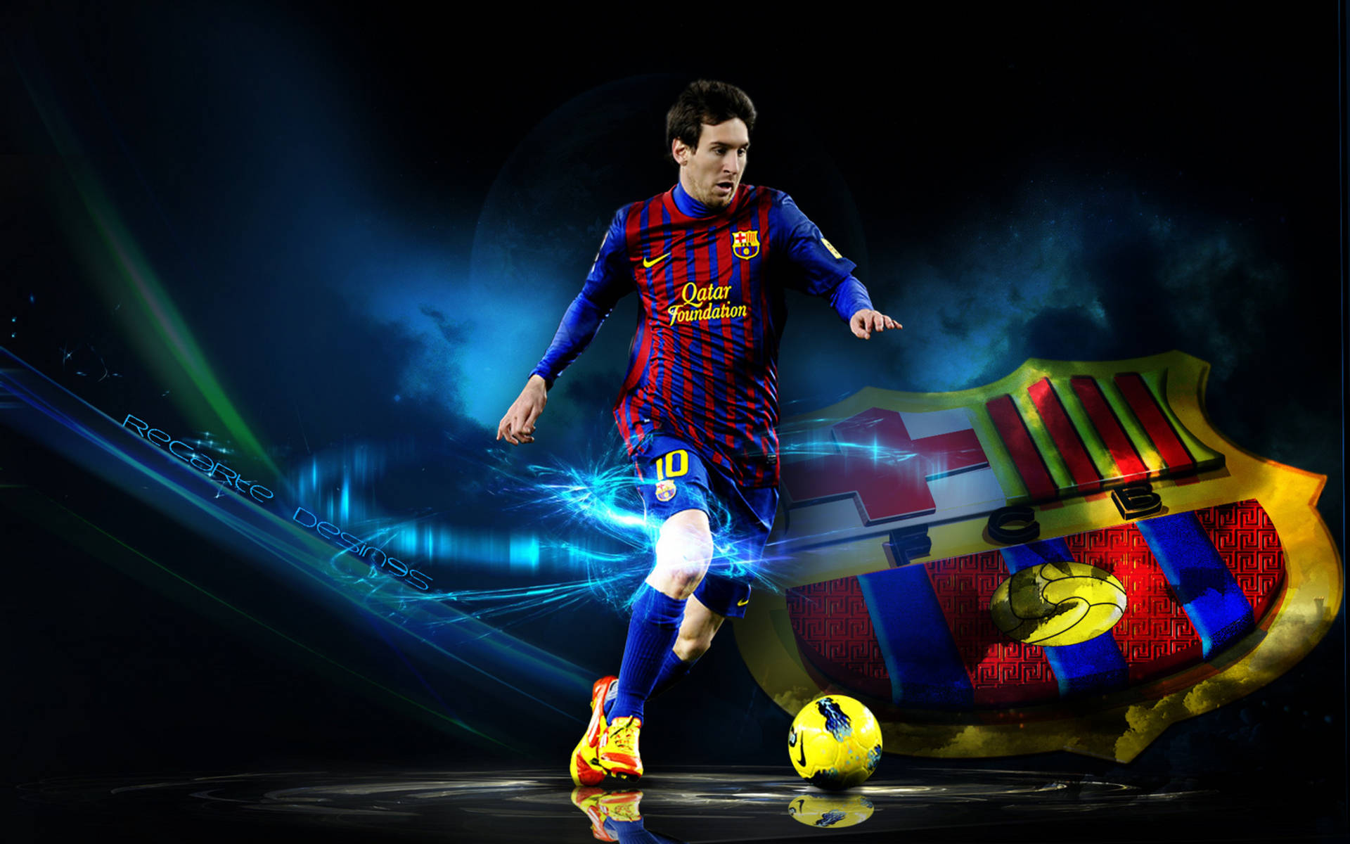 Lionel Messi with FC Barcelona Wallpaper