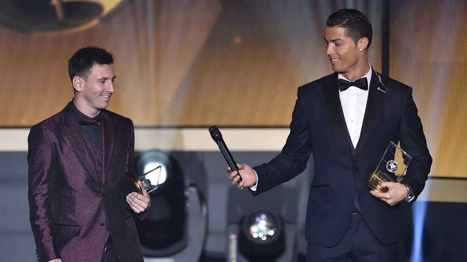 Messiand Ronaldo Award Ceremony Moment Wallpaper