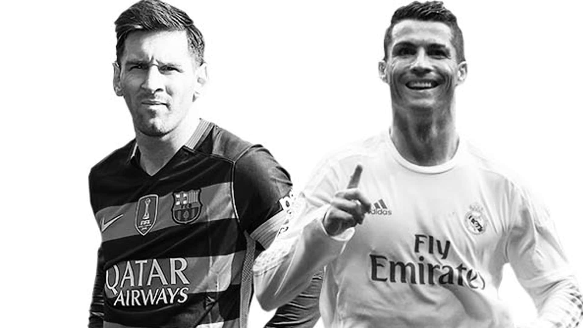 Messiand Ronaldo Iconic Football Rivals Wallpaper
