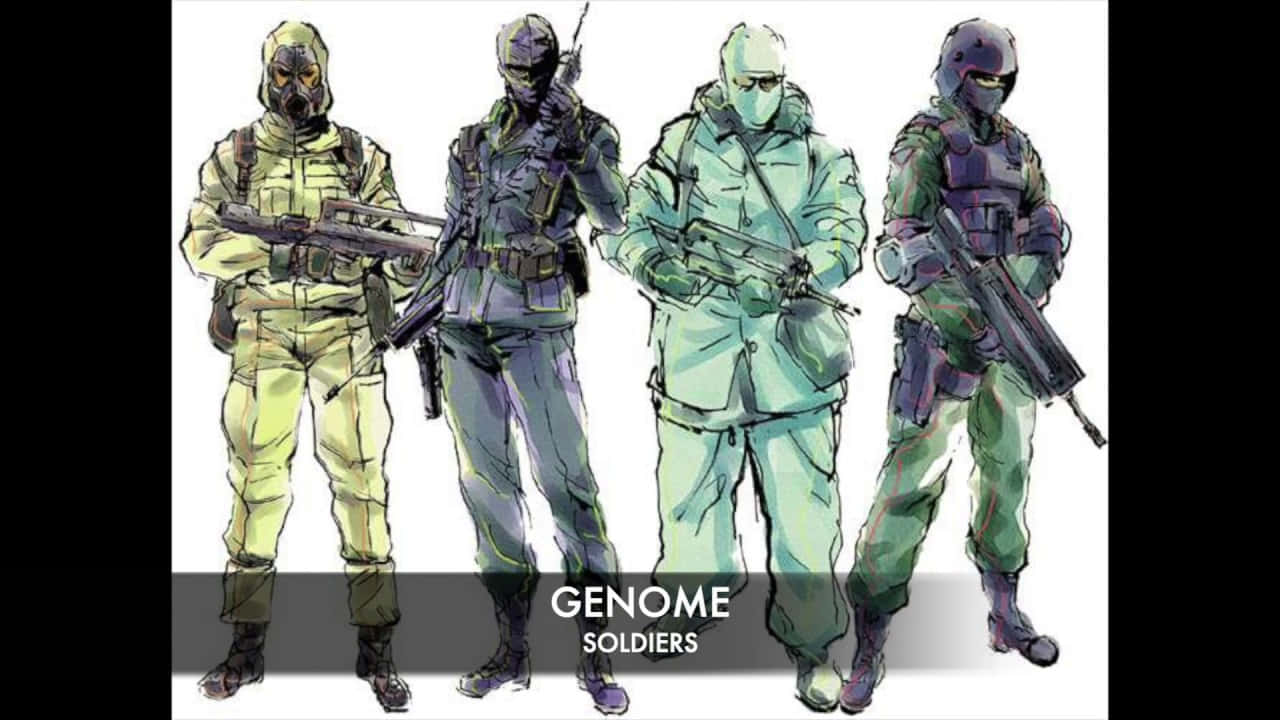 Trabajoen Equipo En Acción Con Personajes De Metal Gear Solid. Fondo de pantalla