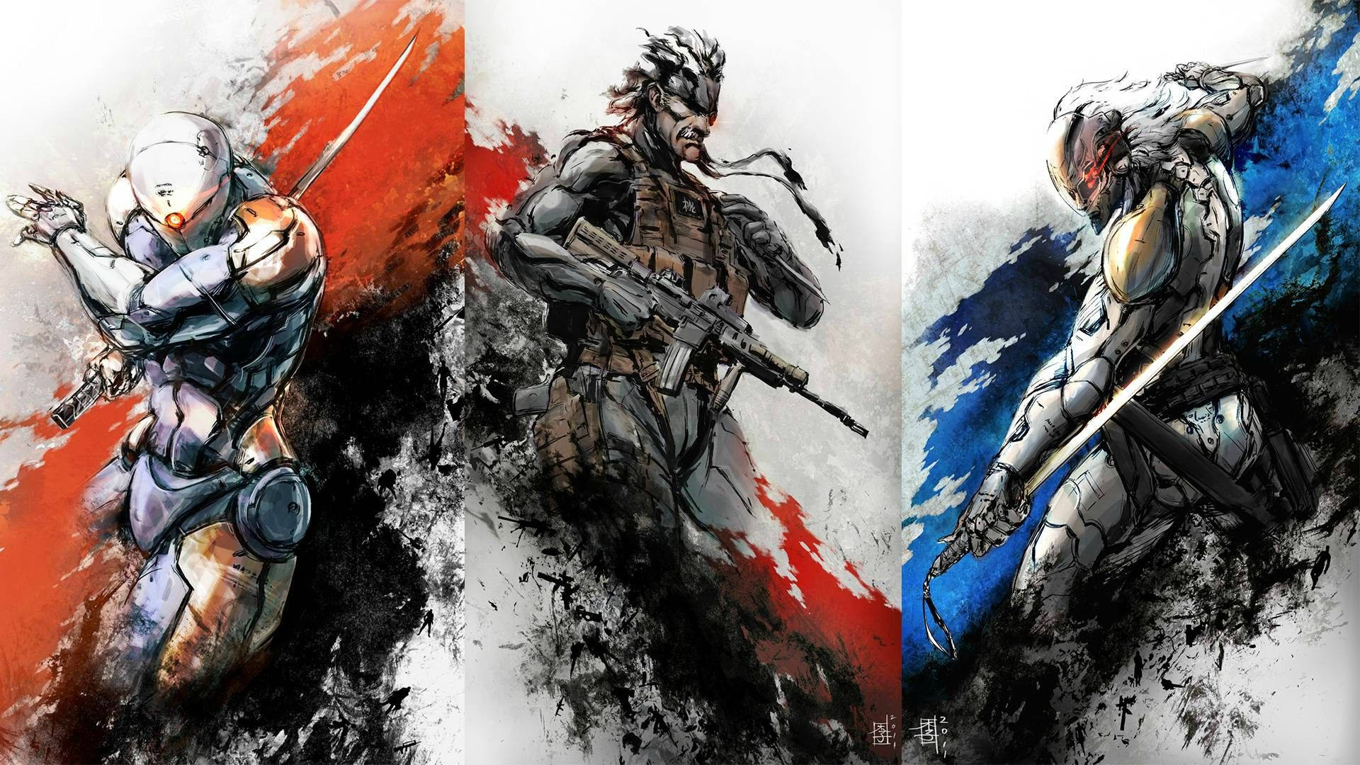 Three Cyborg Ninjas battling it out in the Metal Gear Solid universe Wallpaper