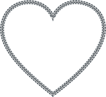 Metal Heart Chain Design PNG