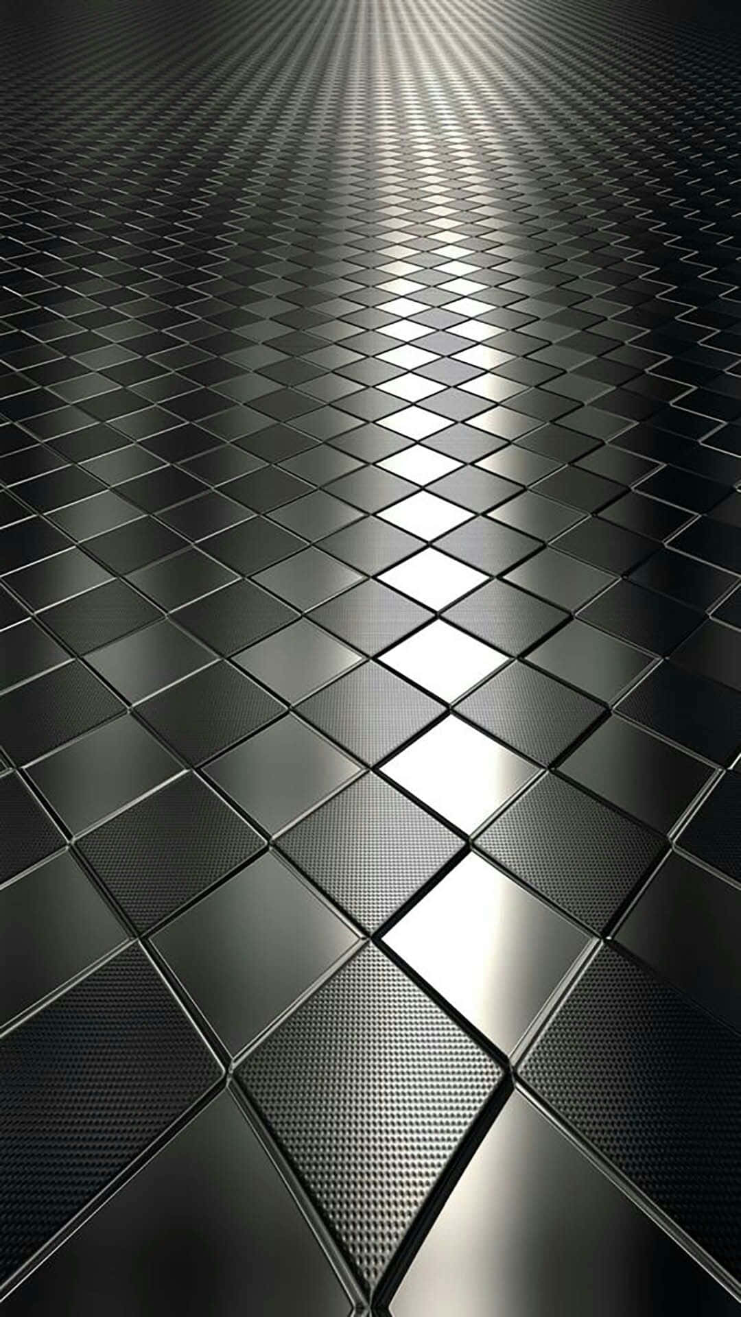 A Black And Silver Tiled Floor With A Sun Beam