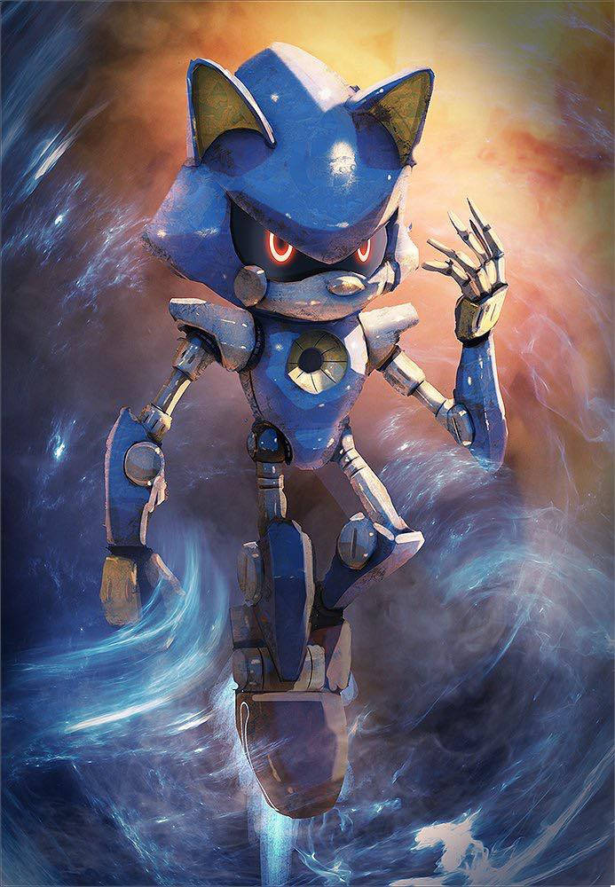 Metal Sonic 3D Blue Art Wallpaper